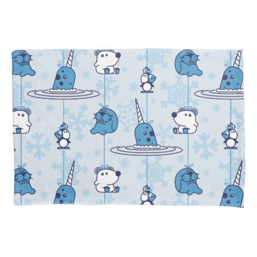 Narwhal Blue Snowflake Pattern Kissenbezug (Vorderseite)