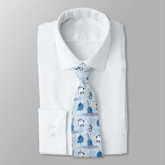Narwhal Blue Snowflake Pattern Krawatte (Gebunden)