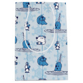 Narwhal Blue Snowflake Pattern Mittlere Geschenktüte (Vorderseite)