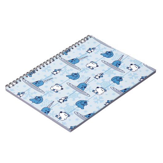 Narwhal Blue Snowflake Pattern Notizblock (Linke Seite)