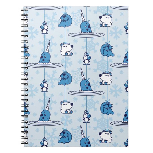 Narwhal Blue Snowflake Pattern Notizblock (Vorderseite)