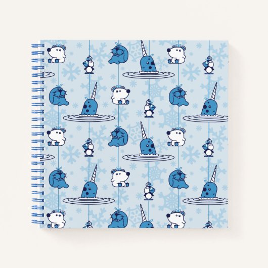 Narwhal Blue Snowflake Pattern Notizblock (Vorderseite)
