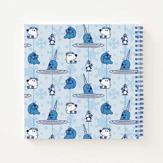 Narwhal Blue Snowflake Pattern Notizblock (Rückseite)