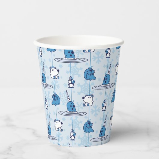 Narwhal Blue Snowflake Pattern Pappbecher (Vorderseite)