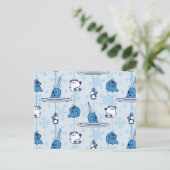 Narwhal Blue Snowflake Pattern Postkarte (Stehend Vorderseite)