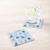 Narwhal Blue Snowflake Pattern Rechteckiger Pappuntersetzer (Vor Ort)