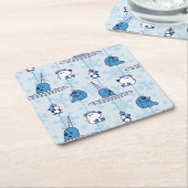 Narwhal Blue Snowflake Pattern Rechteckiger Pappuntersetzer (angewinkelt)