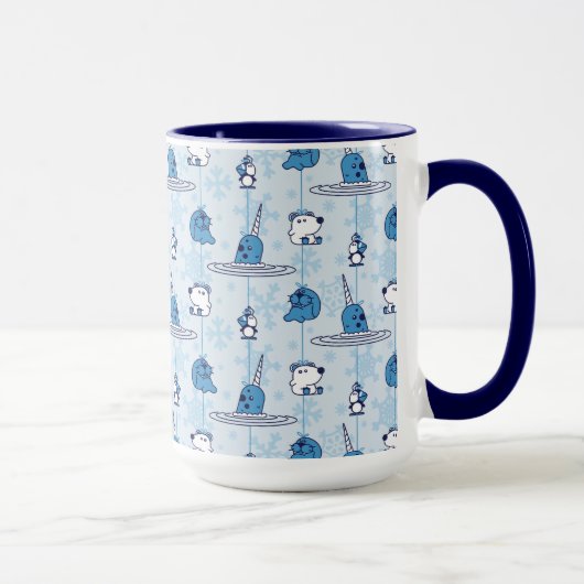 Narwhal Blue Snowflake Pattern Tasse (Rechts)