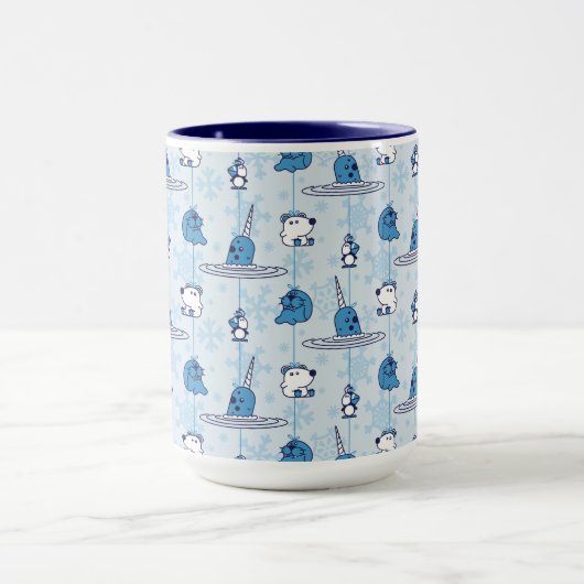 Narwhal Blue Snowflake Pattern Tasse (Zentrum)