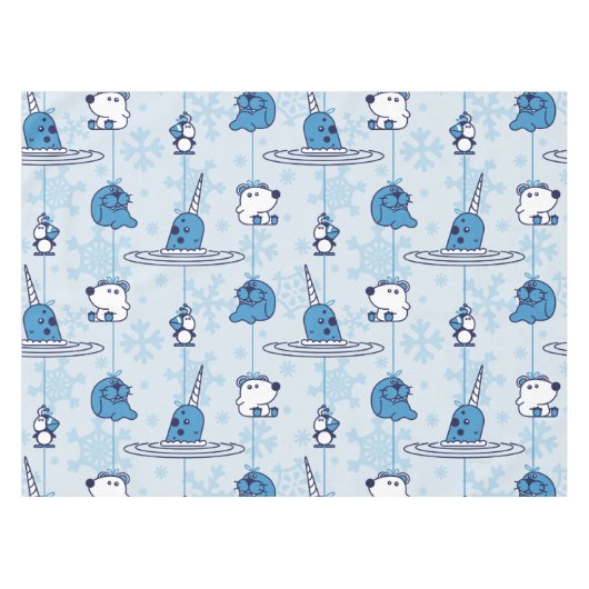 Narwhal Blue Snowflake Pattern Tischdecke (Vorderseite (Horizontal))