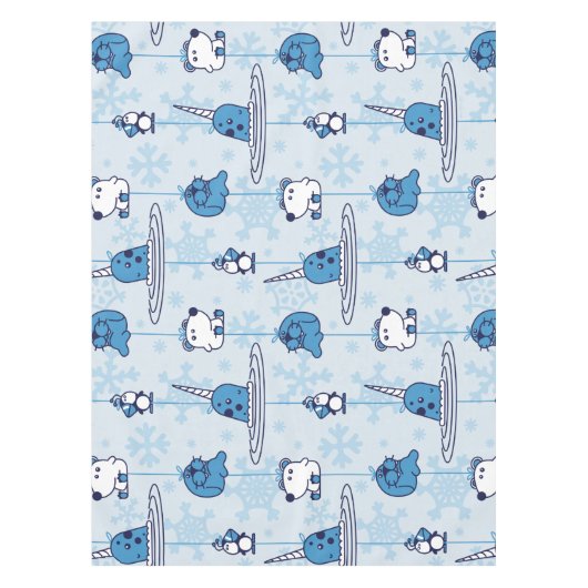Narwhal Blue Snowflake Pattern Tischdecke (Vorderseite)