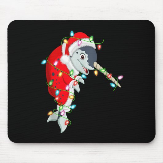Narwhal Christmas Lights Santa Costume Cute Animal Mousepad (Vorne)