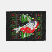 Narwhal Christmas Lights Santa Costume Ugly Xmas S Fleecedecke (Vorderseite (Horizontal))