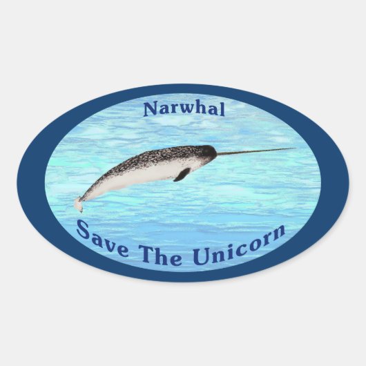 Narwhal - Das Einhorn Gerettet Ovaler Aufkleber (Vorderseite)
