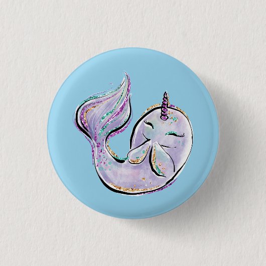 Narwhal Der Einhornwal Button (Vorderseite)