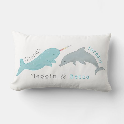Narwhal Dolphin Friends Forever Pillow Lendenkissen (Vorderseite)