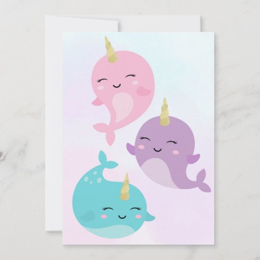 Narwhal Einladung Narwhal Geburtstag Einladung (Rückseite)