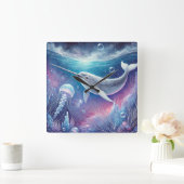 Narwhal Fantasy Quadratische Wanduhr (Zuhause)