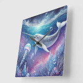 Narwhal Fantasy Quadratische Wanduhr (Winkel)