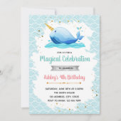 Narwhal Geburtstagsfeier Einladung (Vorderseite)