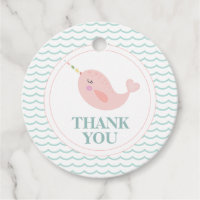Narwhal Geburtstagsparty Gefallen Tags pastellrosa