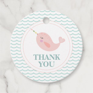 Narwhal Geburtstagsparty Gefallen Tags pastellrosa Geschenkanhänger