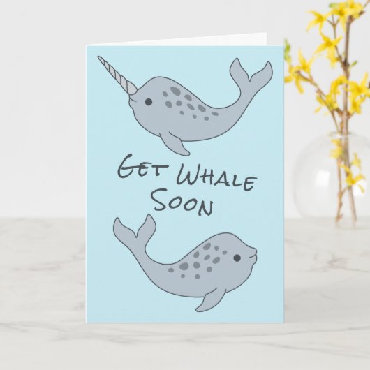 Narwhal Get Whale Soon Card Karte (Gelbe Blume)