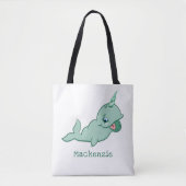Narwhal Green | Niedlicher Chibi Cartoon Baby Diap Tasche (Vorderseite)