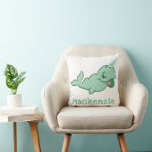 Narwhal Green | Niedlicher Chibi-Cartoon mit Minze Kissen (Stuhl )