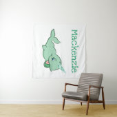 Narwhal Green | Niedlicher Chibi-Cartoon mit Minze Wandteppich (Beispiel (Horizontal))