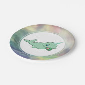 Narwhal Green | Niedliches Minze Chibi Cartoon Par Pappteller (Schrägansicht)