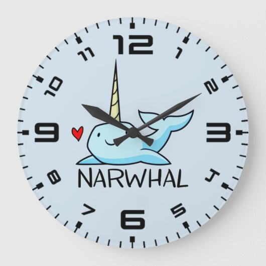 Narwhal Große Wanduhr (Vorderseite)