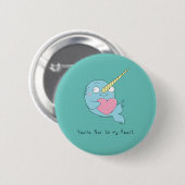 Narwhal Hugging Heart Valentine's Day Button Butto (Vorne & Hinten)