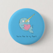 Narwhal Hugging Heart Valentine's Day Button Butto (Vorderseite)