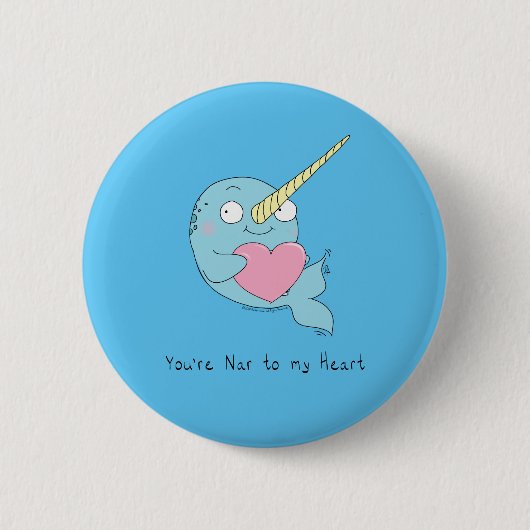 Narwhal Hugging Heart Valentine's Day Button Butto (Vorderseite)