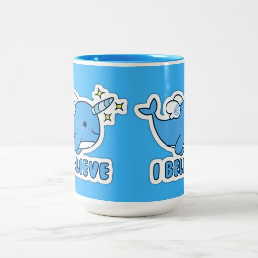 Narwhal Ich glaube Zweifarbige Tasse (Mittel)