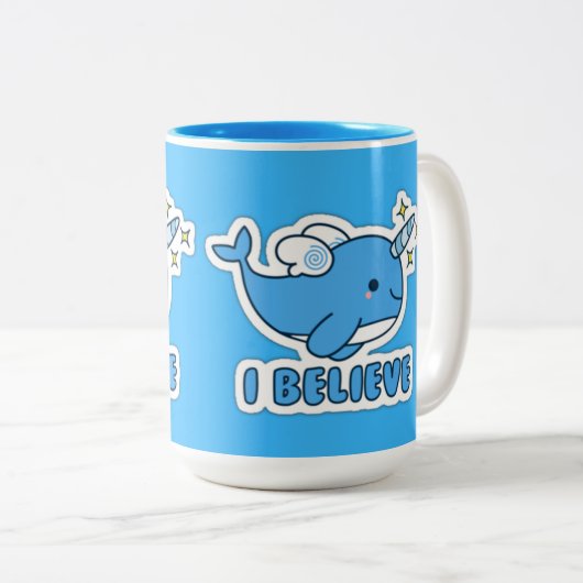 Narwhal Ich glaube Zweifarbige Tasse (VorderseiteRechts)