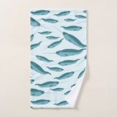 Narwhal im Muster des blauen Ozeans Badhandtuch Set (Handtuch)