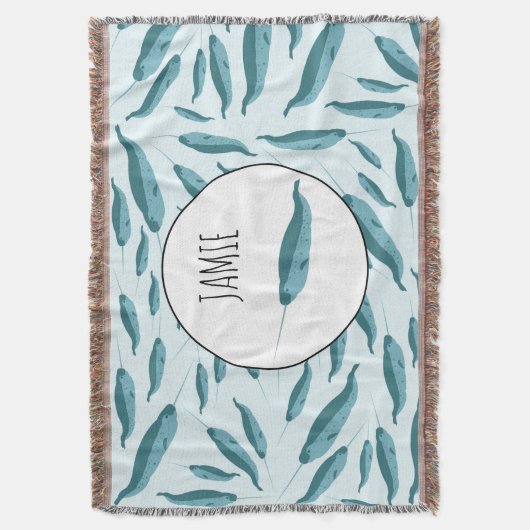 Narwhal im Muster des blauen Ozeans Decke (Vorderseite Vertikal)