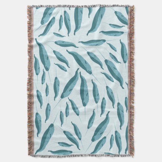 Narwhal im Muster des blauen Ozeans Decke (Vorderseite Vertikal)