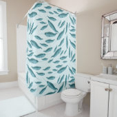 Narwhal im Muster des blauen Ozeans Duschvorhang (Beispiel)