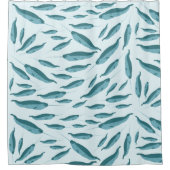 Narwhal im Muster des blauen Ozeans Duschvorhang (Vorderseite)