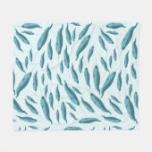 Narwhal im Muster des blauen Ozeans Fleecedecke (Vorderseite (Horizontal))