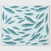 Narwhal im Muster des blauen Ozeans Geschenkpapier (Flach)