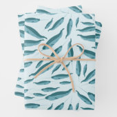Narwhal im Muster des blauen Ozeans Geschenkpapier Set (Beispiel)
