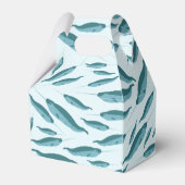 Narwhal im Muster des blauen Ozeans Geschenkschachtel (Rückseite)