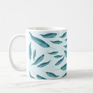 Narwhal im Muster des blauen Ozeans Kaffeetasse