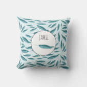 Narwhal im Muster des blauen Ozeans Kissen (Vorderseite)