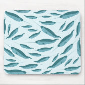 Narwhal im Muster des blauen Ozeans Mousepad (Vorne)