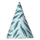 Narwhal im Muster des blauen Ozeans Partyhütchen (Rechts)